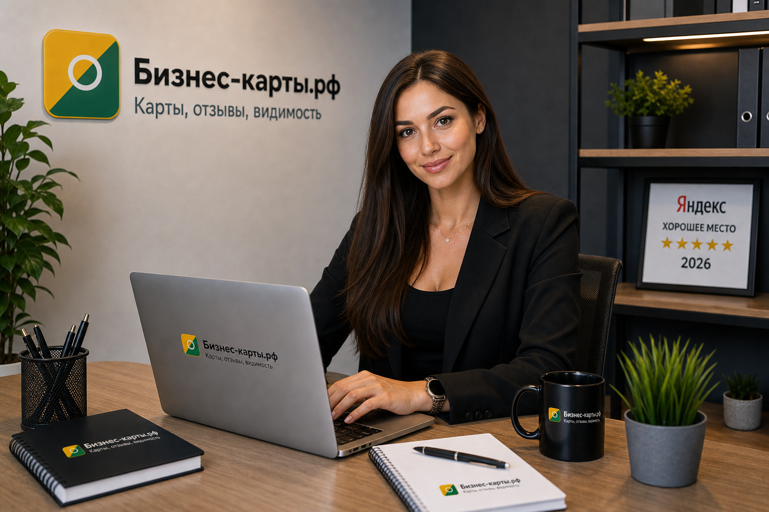 Ирина, персональный менеджер Бизнес-карты.рф, за рабочим столом